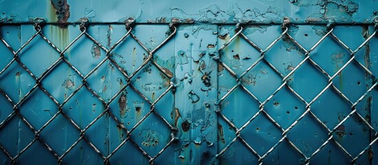Aufkleber - Abstract geometric pattern on metal grid with a blue background ideal for copy space image