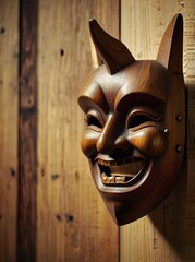 mask on wooden background