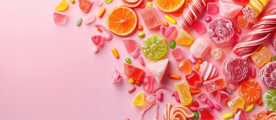 Poster - Sweet treats like jelly candies fill the copy space image