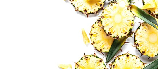 Poster - Pineapple slices on a white background with copy space image