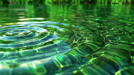 Fototapete - 3D abstract background adorned with gentle emerald water ripples, evoking a sense of peace and tranquility as if you're floating on a serene lake.