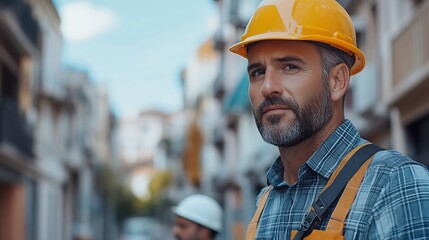 Poster - Architect caucasian man working with colleagues mixed race in the construction site Architecture engineering at workplace engineer architect wearing safety helmet meeting at contructio : Generative AI