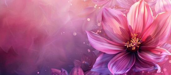 Poster - A vibrant pink flower is in full bloom showcasing its beauty and vivid colors against a soft background with copy space image