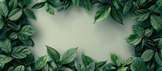 Wall Mural - lush green leaves against a blank backdrop providing ample copy space image
