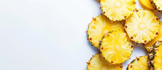 Poster - Pineapple slices on a white background with copy space image