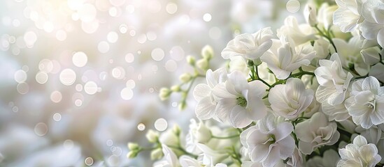 Aufkleber - Beautiful white flowers in full bloom against a copy space image