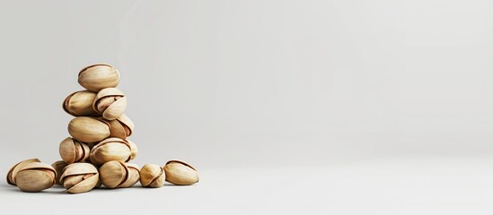 Poster - A stack of pistachios isolated on a white background with copy space image available