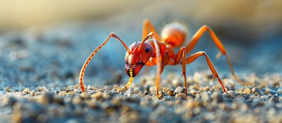 Aufkleber - Close up of a solitary ant in macro view with abundant copy space image available