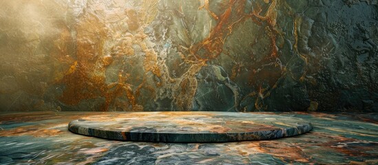 Canvas Print - Luxurious dark multicolored stone background on an empty onyx marble tabletop provides a rustic ambiance for product displays with ample copy space for promotional or party images