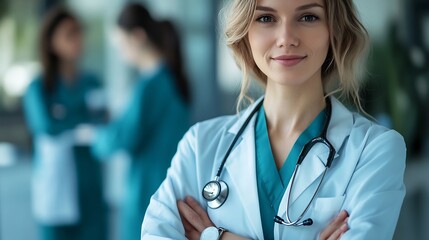 Poster - Healthcare and medical doctor working with professional team in physician nursing assistant laboratory research and development Medical technology service to solve people health Medica : Generative AI