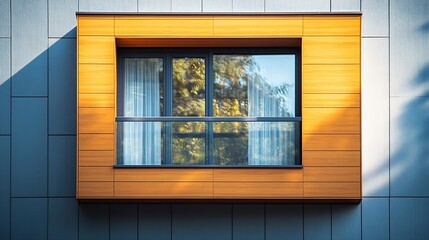 Aufkleber - Modern design house windows balcony entrance door wooden cladding showroom industrial concept energy saving technology : Generative AI