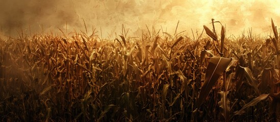 Poster - a corn field with weathered stalks and ample copy space image