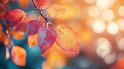 Aufkleber - Colorful autumn leaves of an apple tree in the garden Beautiful red and yellow leaves The colors of autumn : Generative AI