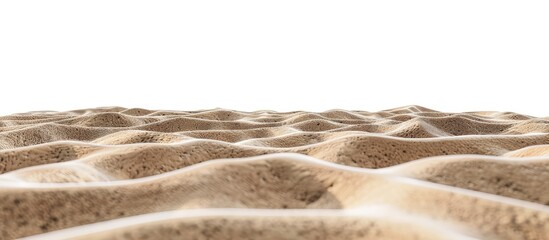 Poster - Front view of beach sand on a white isolated background with copy space image