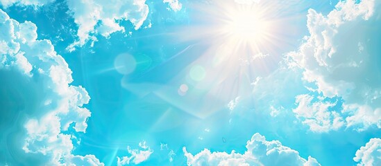 Aufkleber - Sunny summer day featuring white clouds and a blue sky providing a perfect copy space image opportunity