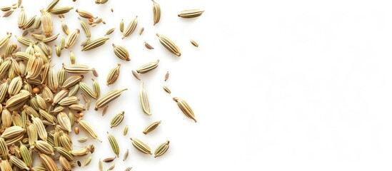 Poster - White background with fennel seeds ideal for copy space image