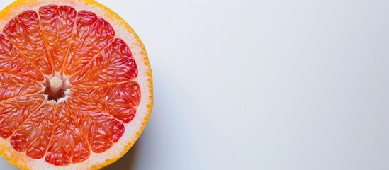 Poster - Close up of a grapefruit and slice on a white background with copy space image