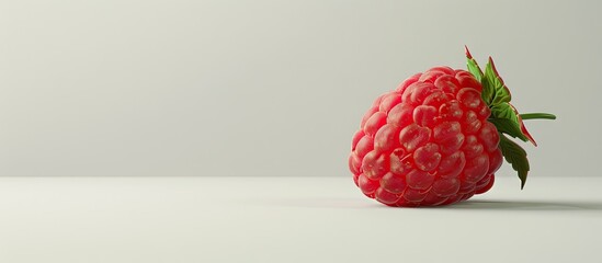 Poster - A solitary raspberry against a white backdrop providing ample copy space image