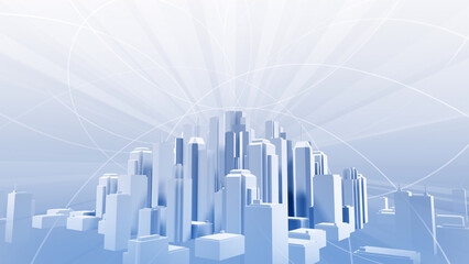 Wall Mural - network city communication technology business 3d illustration