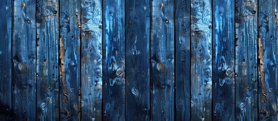 Wall Mural - Wooden background with a blue hue and aged natural design perfect for copy space image
