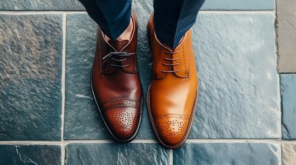 Close up of man's legs in different shoes, best graphic resources