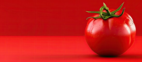 Aufkleber - A vibrant red ripe tomato as a component of nutritious diet with copy space image