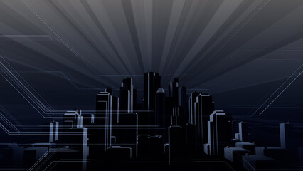 Wall Mural - network city communication technology business 3d illustration