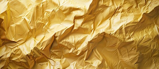 Wall Mural - Texture background of crumpled yellow paper in a close up copy space image