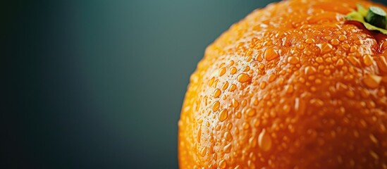 Poster - Close up of an orange fruit in an orange farm setting with ample copy space image