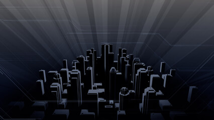 Wall Mural - network city communication technology business 3d illustration