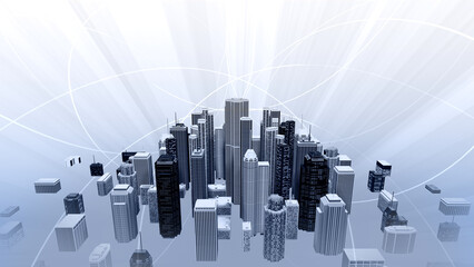 Wall Mural - network city communication technology business 3d illustration