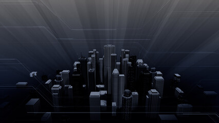 Wall Mural - network city communication technology business 3d illustration