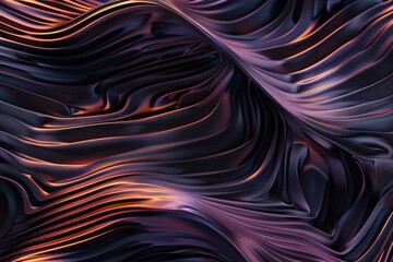 Wall Mural - Elegant abstract background featuring dark purple and orange wavy lines, creating a smooth, fluid, and luxurious design ideal for modern digital projects.