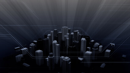 Wall Mural - network city communication technology business 3d illustration