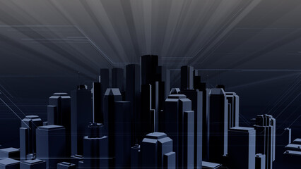 Wall Mural - network city communication technology business 3d illustration