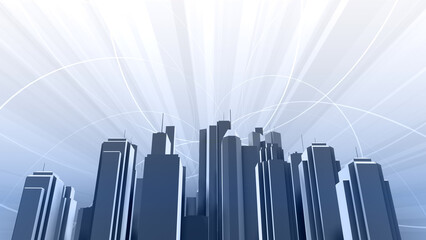 Wall Mural - network city communication technology business 3d illustration