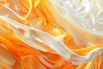 Wall Mural - Elegant abstract background with smooth waves of orange and cream silk fabric, perfect for luxurious and stylish design projects.