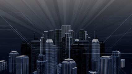 Wall Mural - network city communication technology business 3d illustration