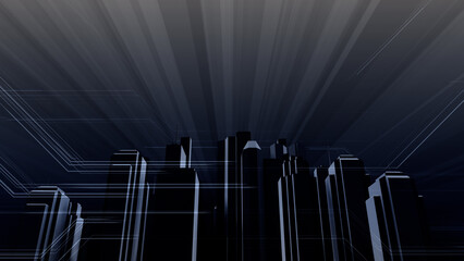 Wall Mural - network city communication technology business 3d illustration