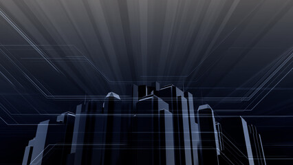 Wall Mural - network city communication technology business 3d illustration