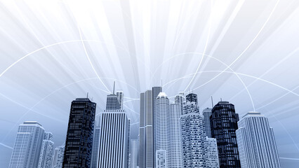 Wall Mural - Network city communication technology business 3D illustration