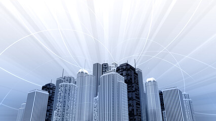 Wall Mural - network city communication technology business 3d illustration