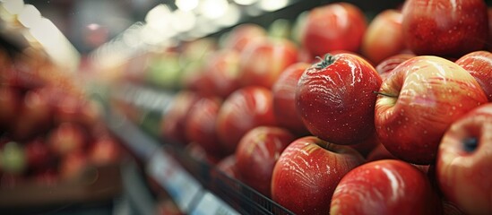 Sticker - Crisp apples available at the grocery store with copy space image