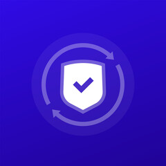 Poster - privacy and security icon with shield, transparent design