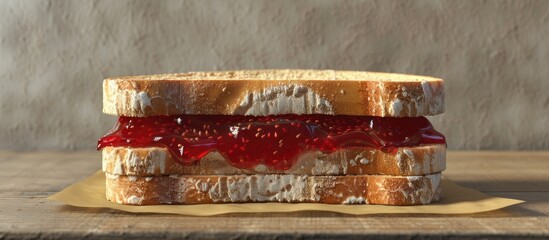 Poster - Sandwich with strawberry jam filling. . image with copy space