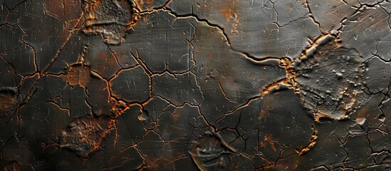 Aufkleber - A textured metal surface showing scratches and cracks suitable as a background for a copy space image
