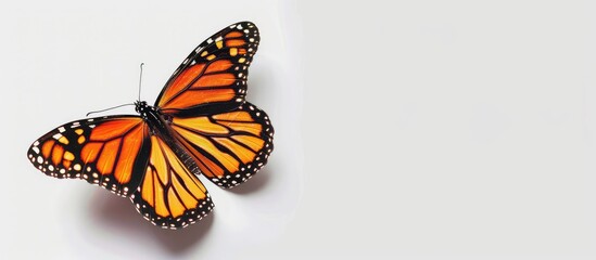 Aufkleber - Monarch butterfly showcasing its beauty against a white backdrop with copy space image