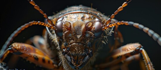 Aufkleber - Detailed close up of an insect with a dark backdrop and ample copy space image