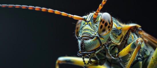 Aufkleber - Detailed close up of an insect with a dark backdrop and ample copy space image