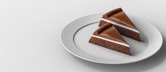 Poster - A white plate with scrumptious triangular baked cakes atop set against a copy space image